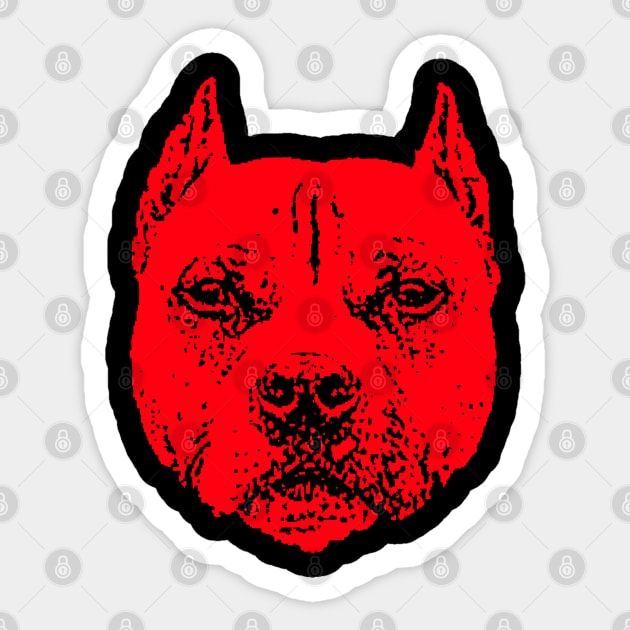 Red Pit Bull Sticker by childofthecorn